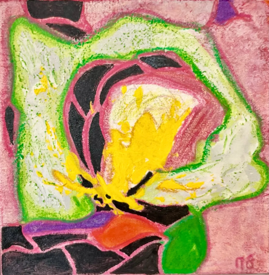 Untitled – 25 × 25 cm, Mixed media on canvas, 2024. Painting by Nilüfer Örel.