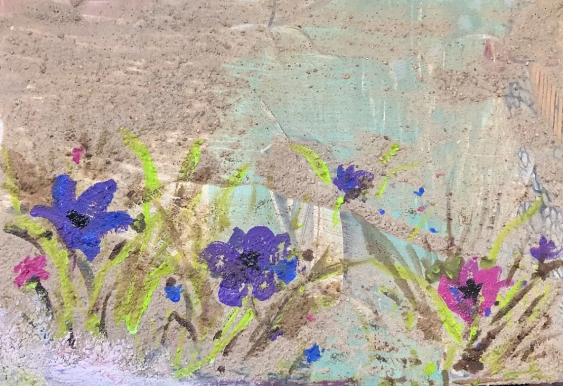 İsimsiz – 50 × 35 cm, Tuval üzerine karma teknik, 2023. Nilüfer Örel tablosu.