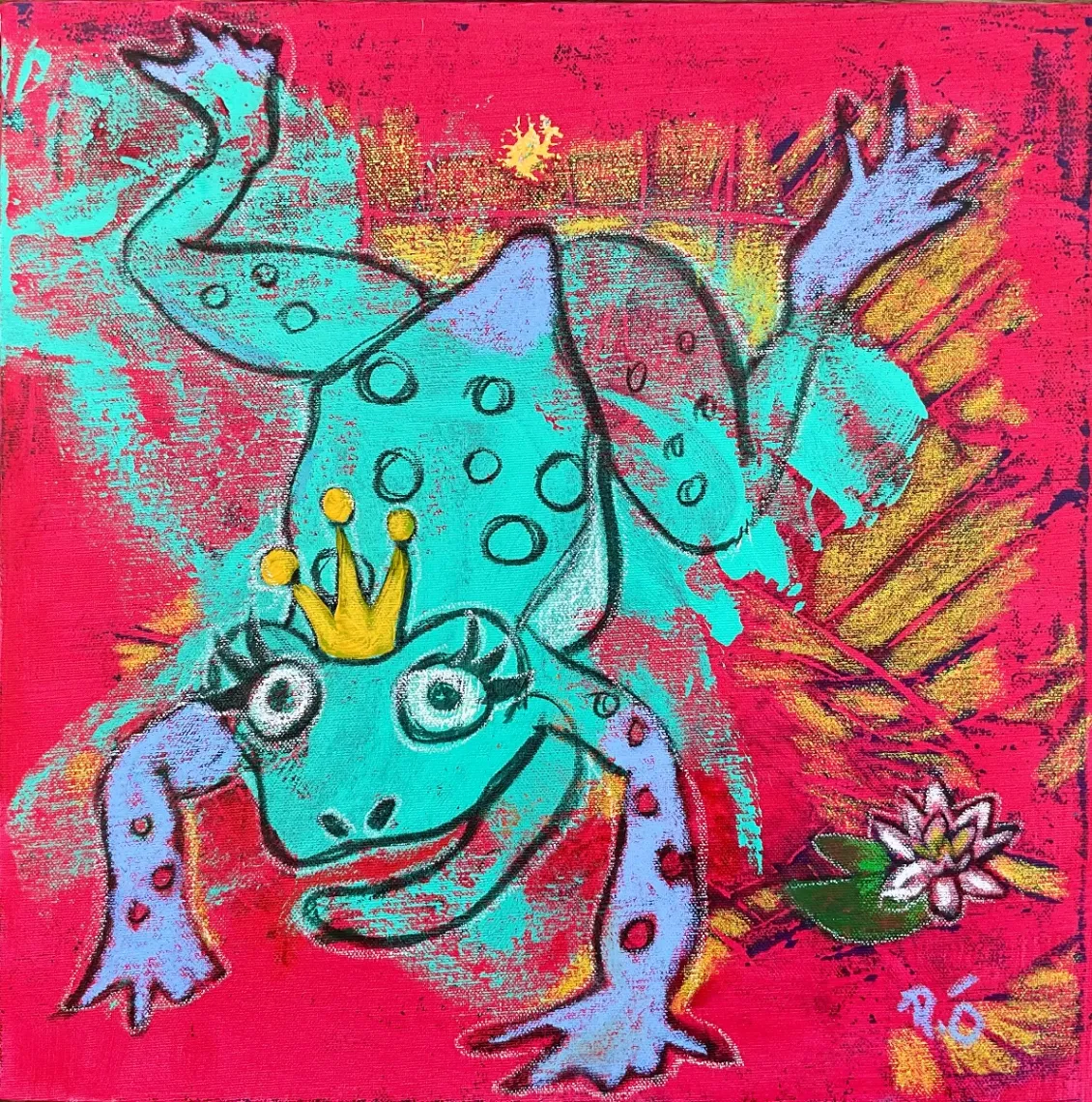 Untitled – 40 × 40 cm, Mixed media on canvas, 2025. Painting by Nilüfer Örel.