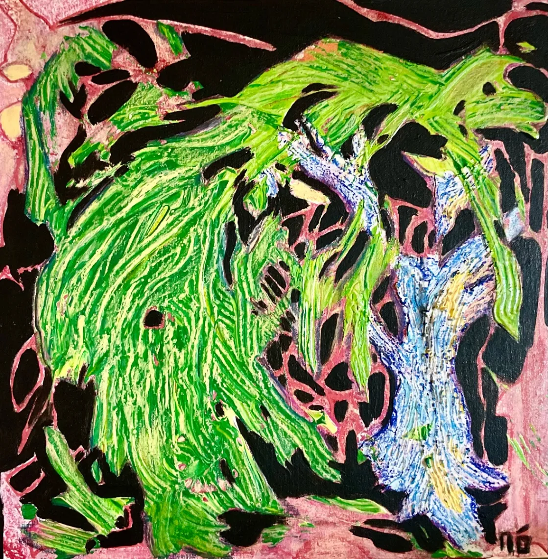 Untitled – 40 × 40 cm, Mixed media on canvas, 2024. Painting by Nilüfer Örel.
