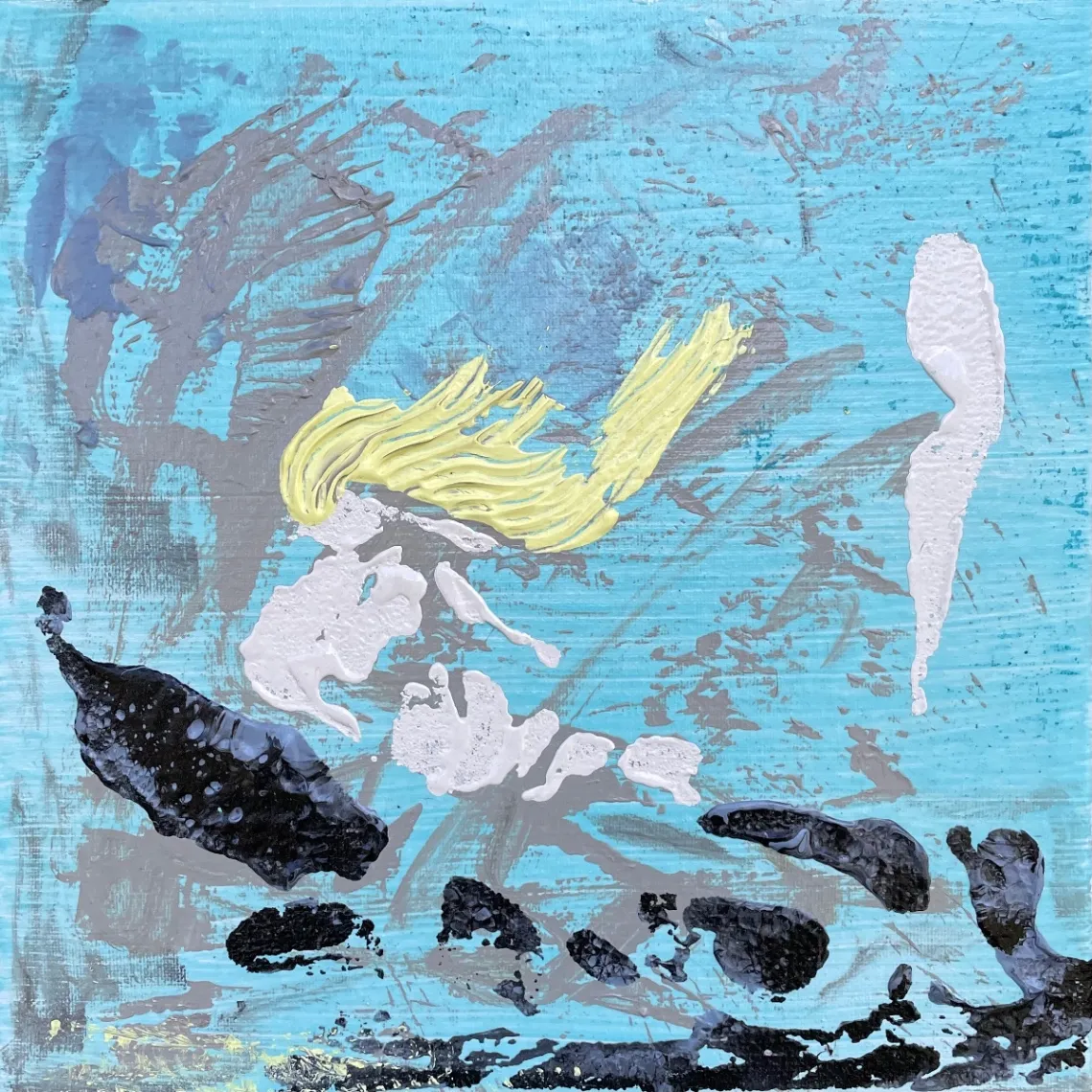 Untitled – 30 × 30 cm, Mixed media on canvas, 2023. Painting by Nilüfer Örel.