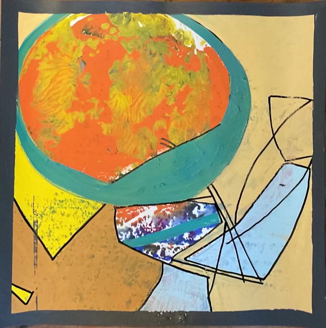 Untitled – 40 × 40 cm, Mixed media on paper, 2023. Painting by Nilüfer Örel.