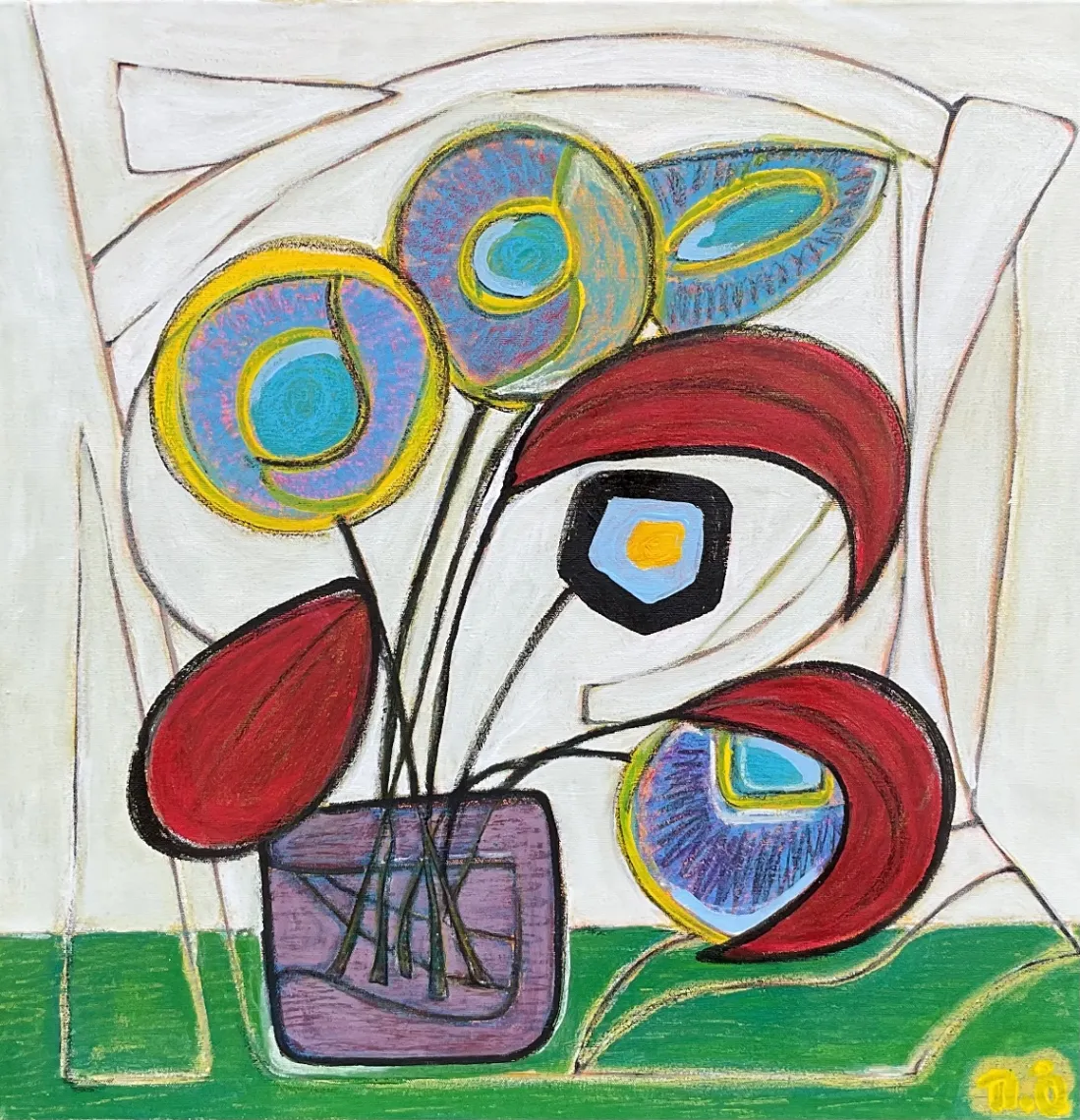 Untitled – 60 × 60 cm, Mixed media on canvas, 2024. Painting by Nilüfer Örel.