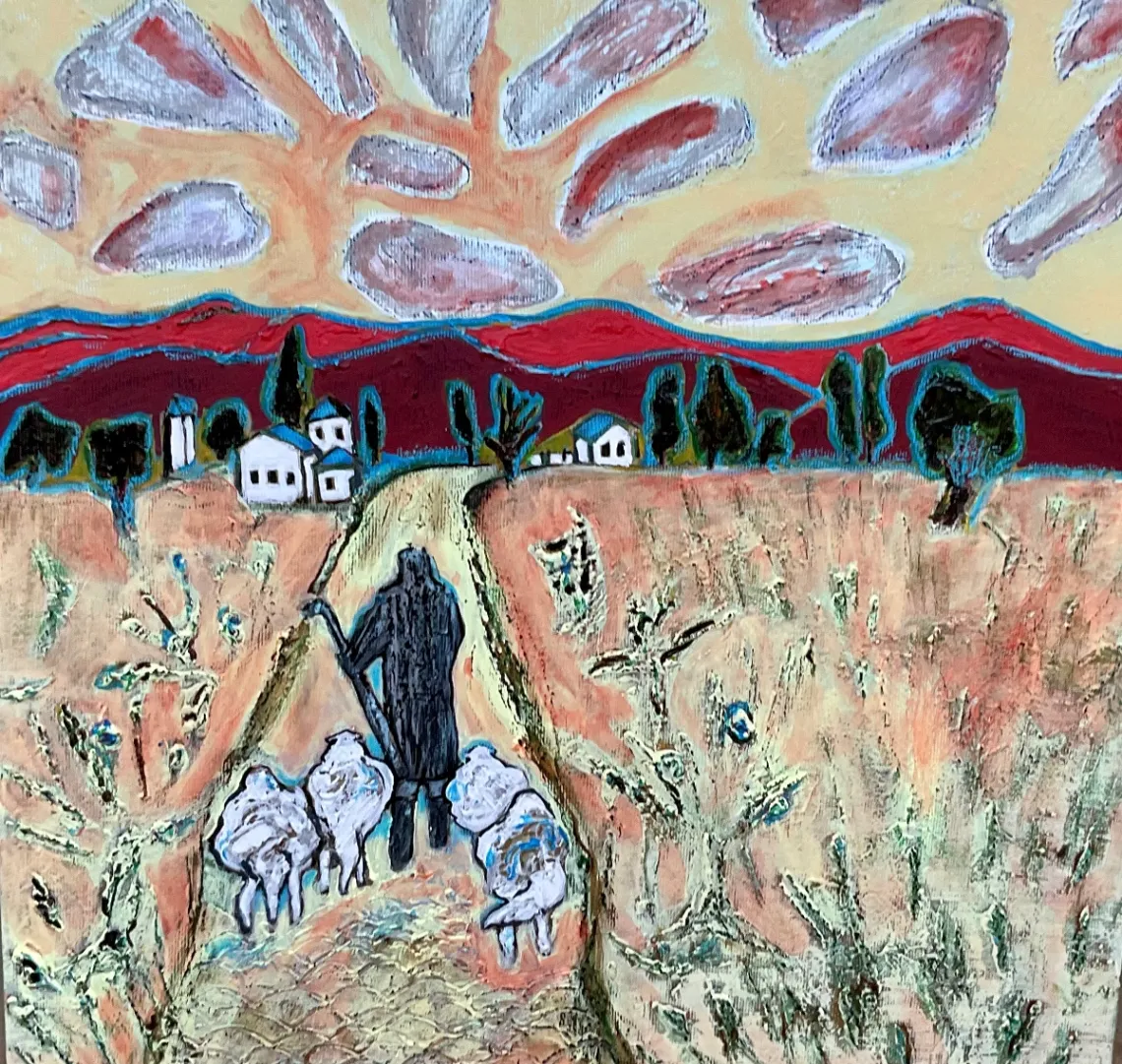 Untitled – 50 × 50 cm, Mixed media on canvas, 2024. Painting by Nilüfer Örel.