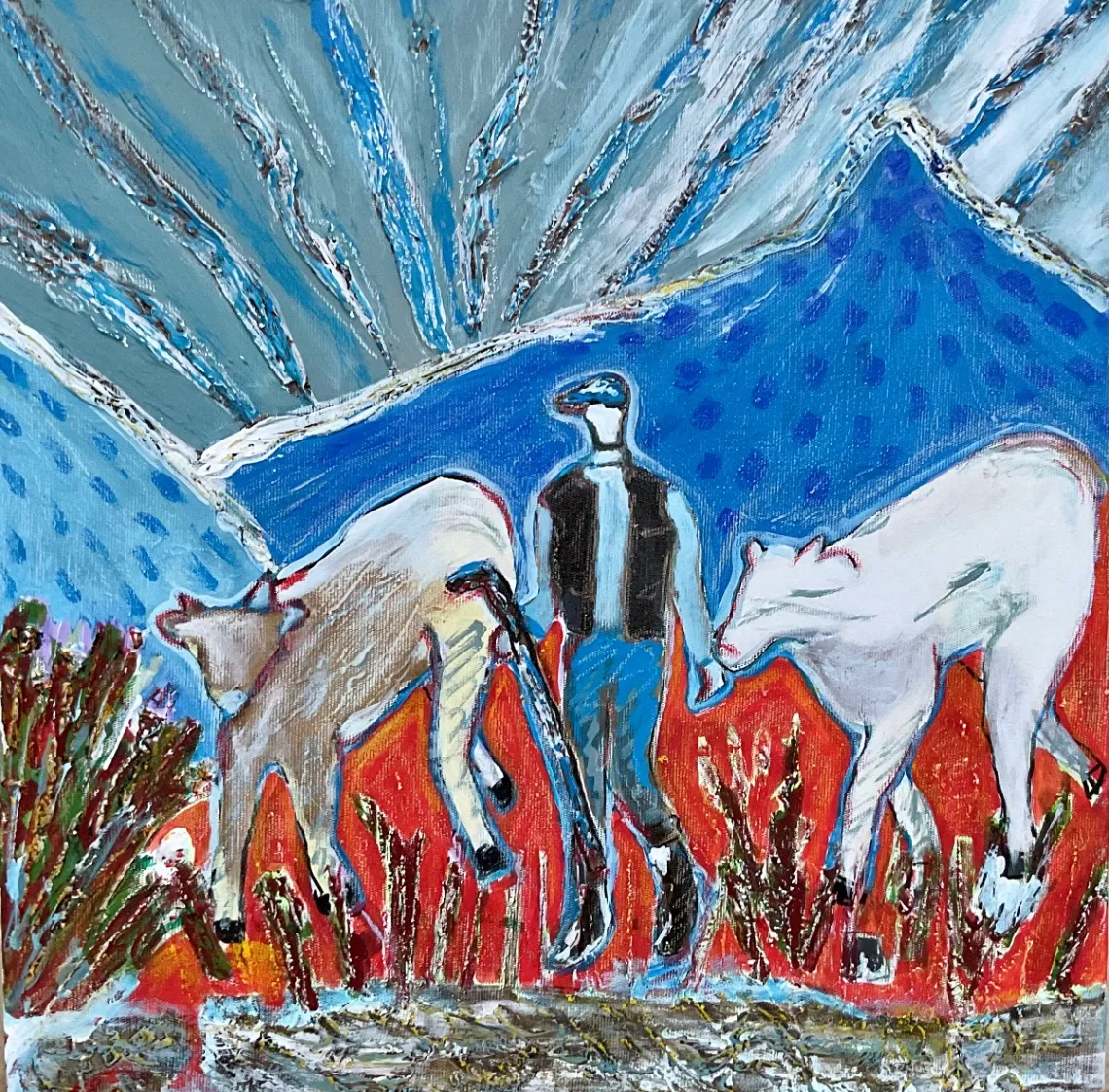 Untitled – 50 × 50 cm, Mixed media on canvas, 2023. Painting by Nilüfer Örel.