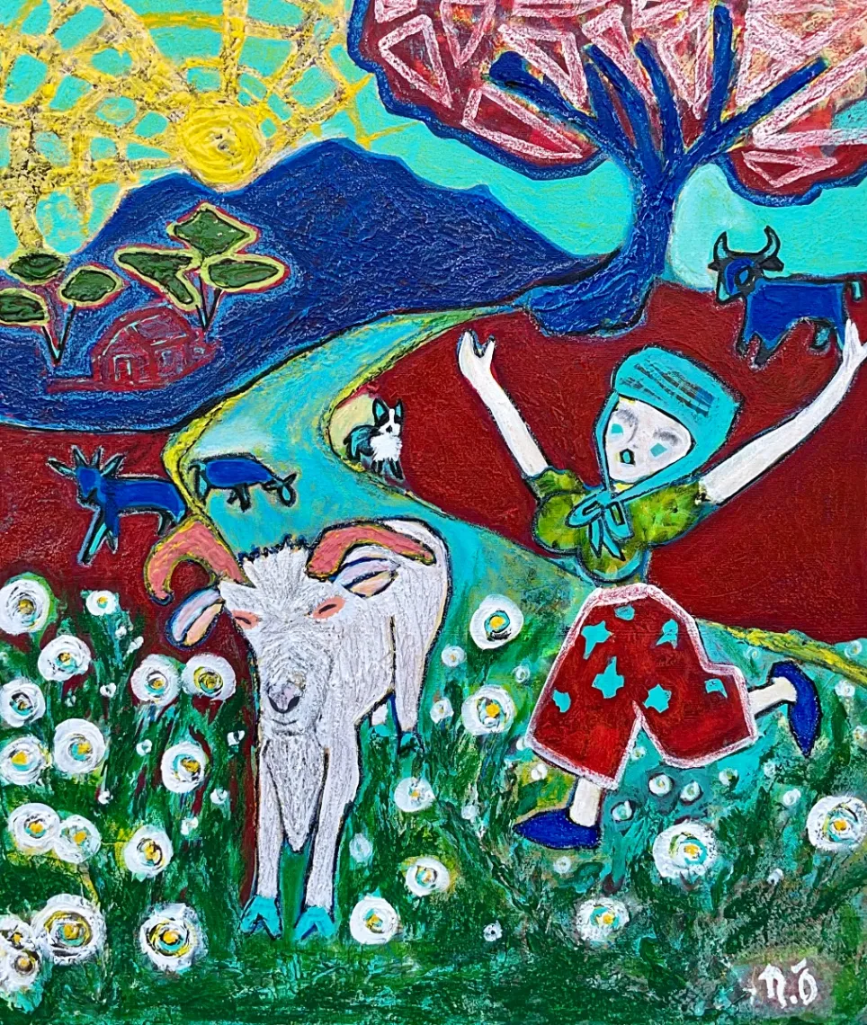 Untitled – 75 × 65 cm, Mixed media on canvas, 2024. Painting by Nilüfer Örel.