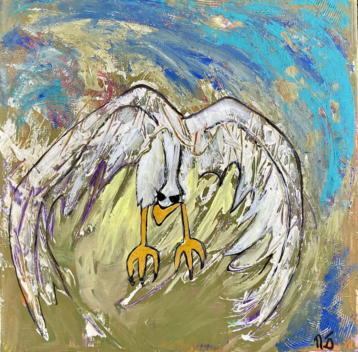 Untitled – 50 × 50 cm, Mixed media on canvas, 2023. Painting by Nilüfer Örel.