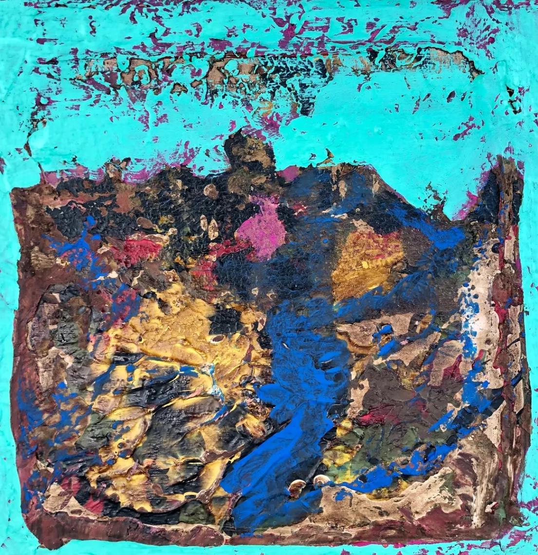 Untitled – 30 × 30 cm, Mixed media on canvas, 2023. Painting by Nilüfer Örel.