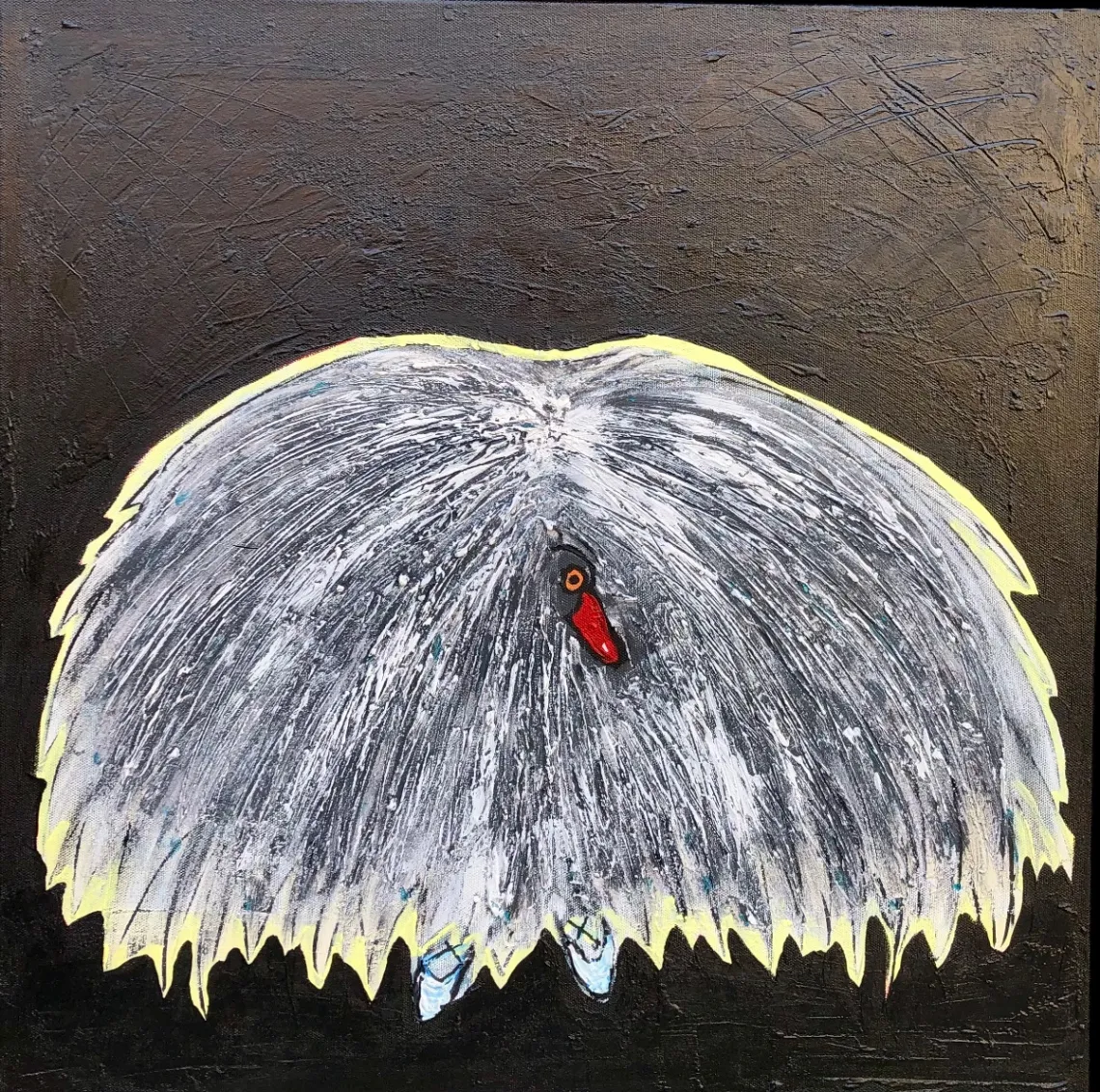 Untitled – 50 × 50 cm, Mixed media on canvas, 2023. Painting by Nilüfer Örel.