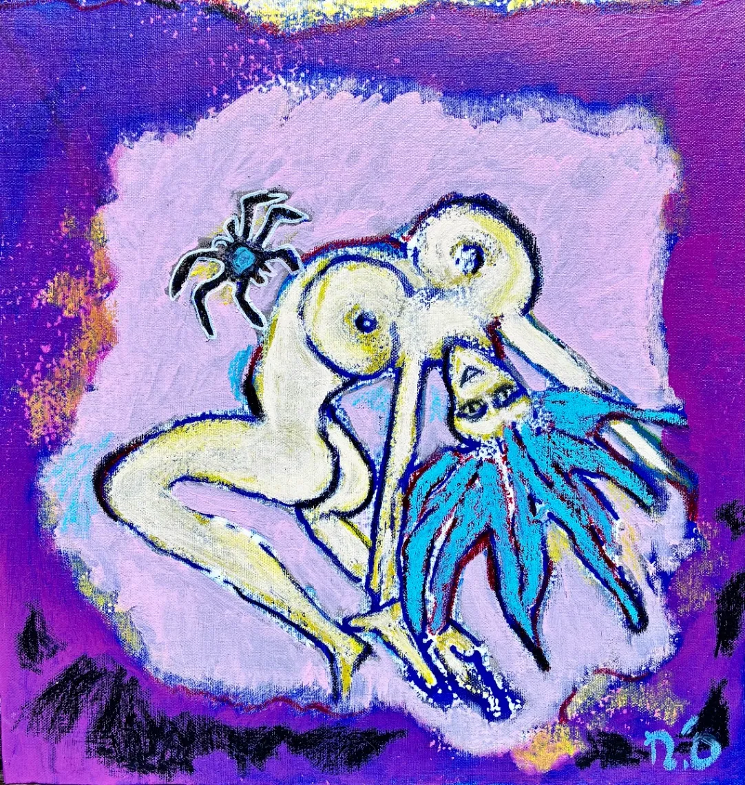 Untitled – 40 × 40 cm, Mixed media on canvas, 2025. Painting by Nilüfer Örel.