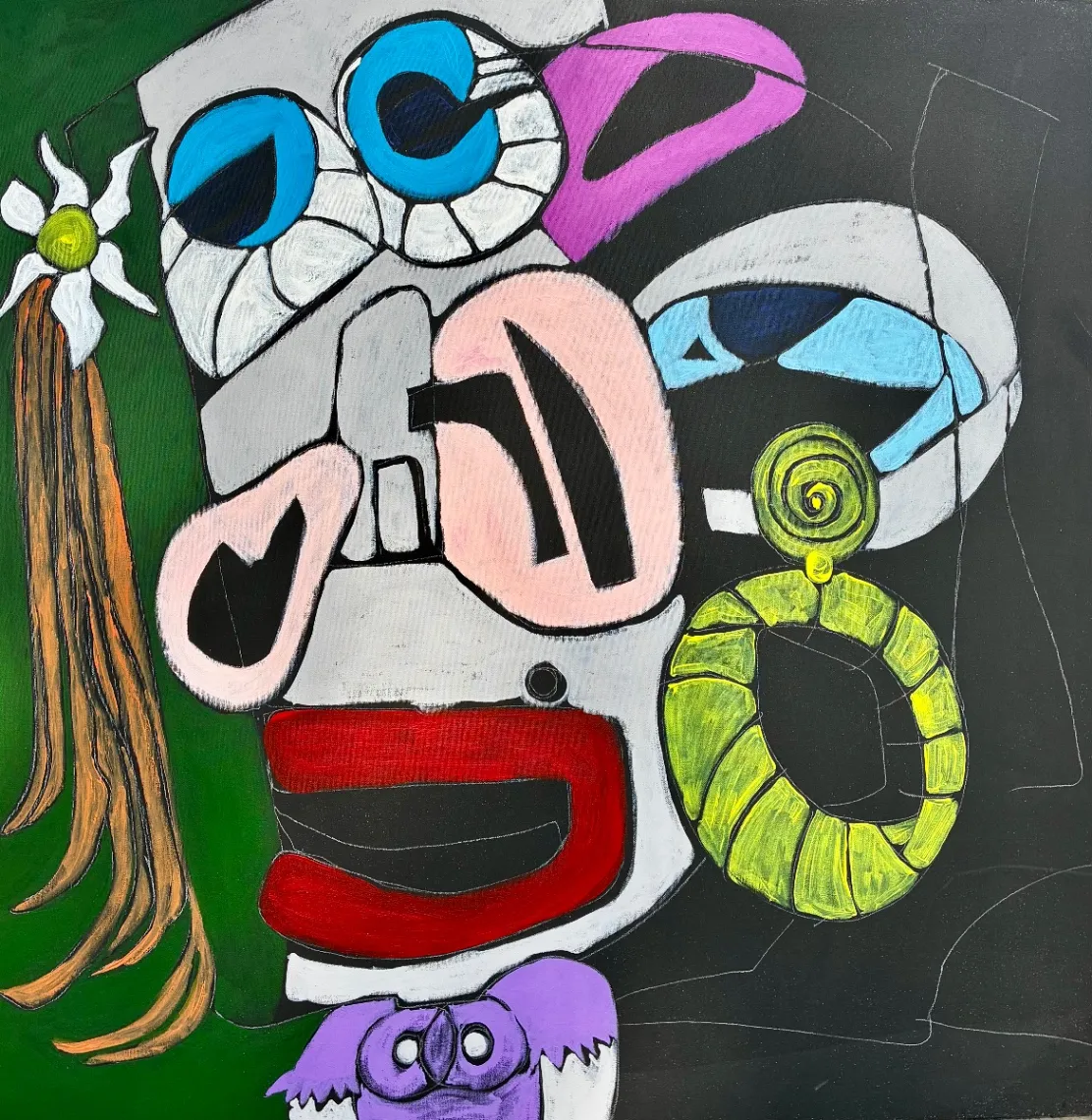 Untitled – 100 × 100 cm, Mixed media on canvas, 2025. Painting by Nilüfer Örel.