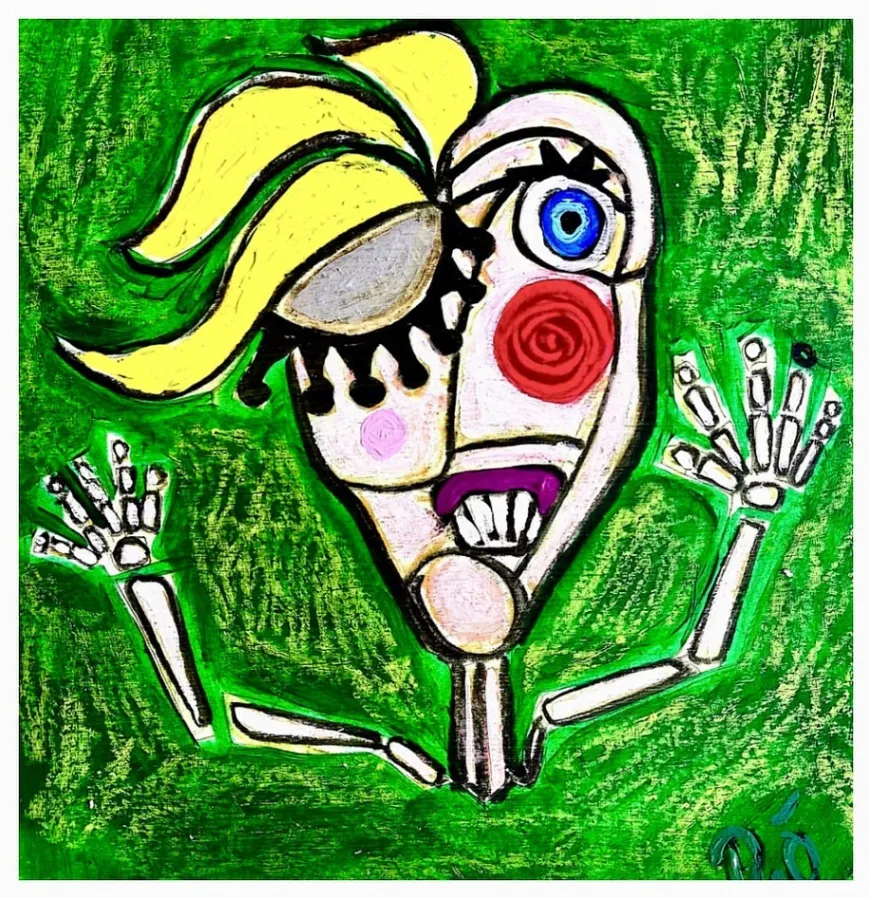 A kind of a surrender – 20 × 20 cm, Mixed media on 340 g sennellief paper, 2025. Painting by Nilüfer Örel.