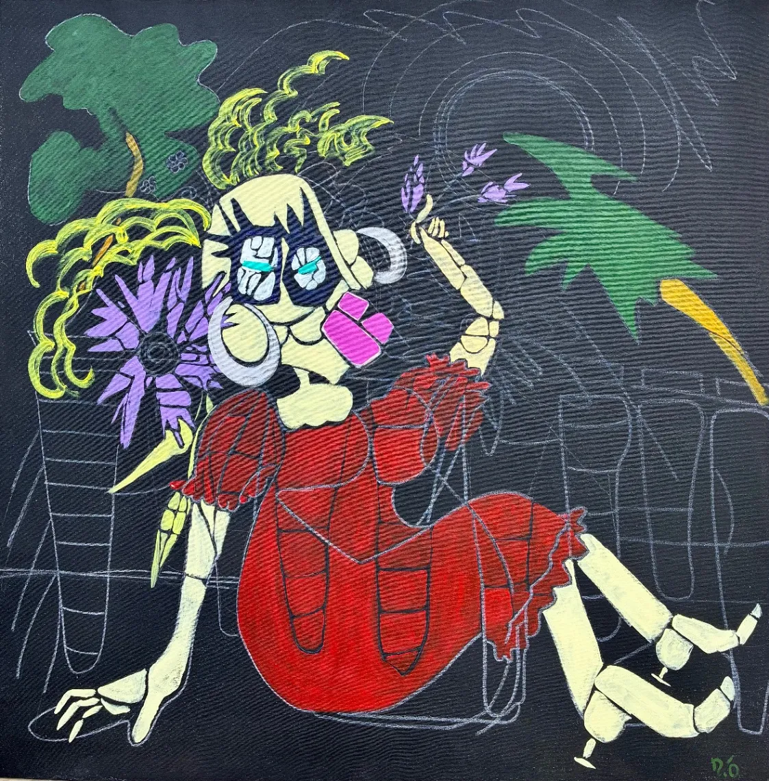 Untitled – 100 × 100 cm, Mixed media on canvas, 2025. Painting by Nilüfer Örel.