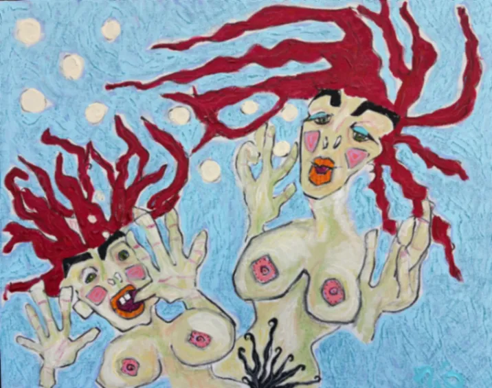 Sans titre – 40 × 50 cm, Technique mixte sur toile, 2026. Peinture de Nilüfer Örel.