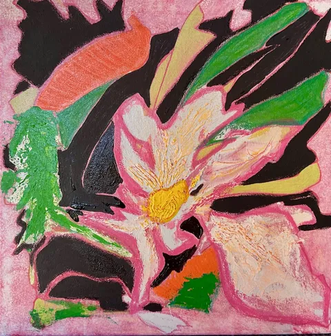 Untitled – 40 × 40 cm, Mixed media on canvas, 2024. Painting by Nilüfer Örel.