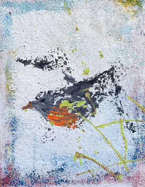 Untitled – 30 × 40 cm, Mixed media on wood, 2023. Painting by Nilüfer Örel.