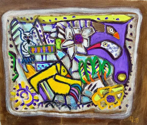 Untitled – 60 × 50 cm, Mixed media on canvas, 2024. Painting by Nilüfer Örel.