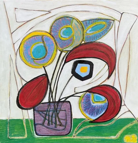Untitled – 60 × 60 cm, Mixed media on canvas, 2024. Painting by Nilüfer Örel.