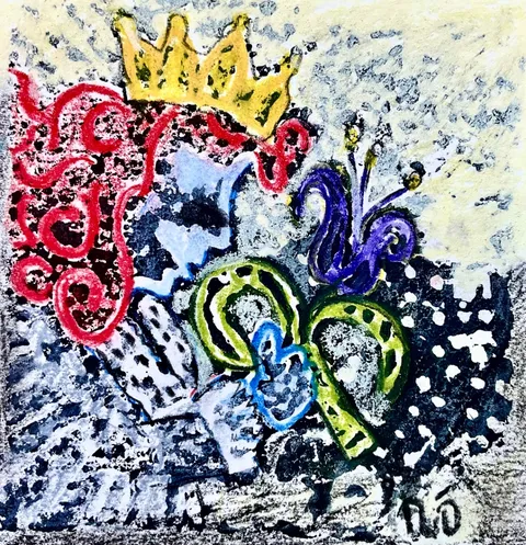 Untitled – 10 × 10 cm, Mixed media on paper, 2024. Painting by Nilüfer Örel.