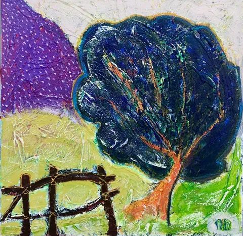 Untitled – 50 × 50 cm, Mixed media on canvas, 2024. Painting by Nilüfer Örel.