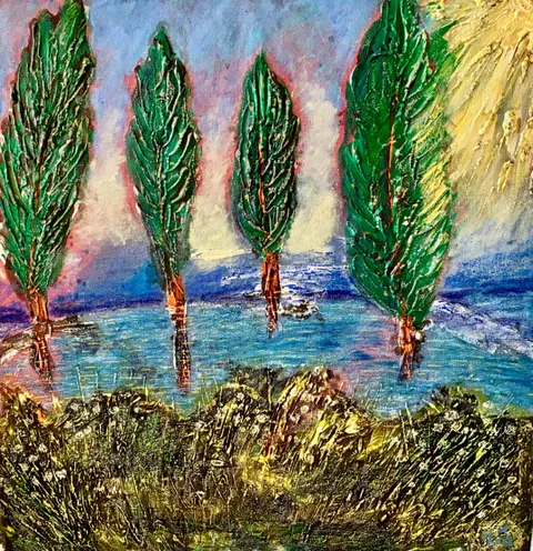 Untitled – 60 × 60 cm, Mixed media on canvas, 2024. Painting by Nilüfer Örel.