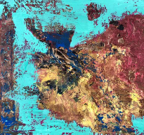 Untitled – 30 × 30 cm, Mixed media on canvas, 2023. Painting by Nilüfer Örel.