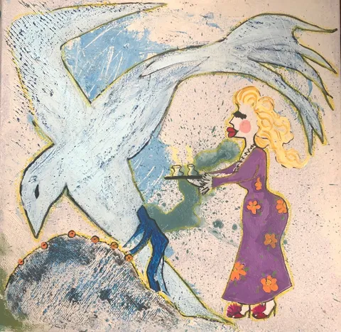 Untitled – 50 × 50 cm, Mixed media on canvas, 2023. Painting by Nilüfer Örel.