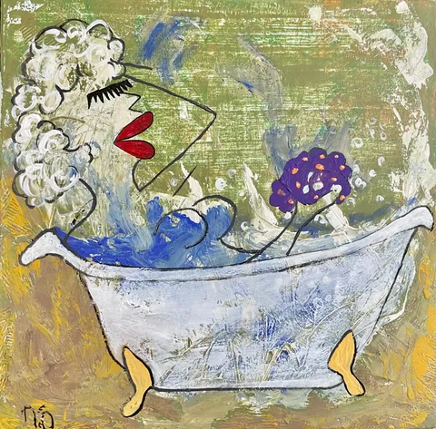 Untitled – 50 × 50 cm, Mixed media on canvas, 2023. Painting by Nilüfer Örel.