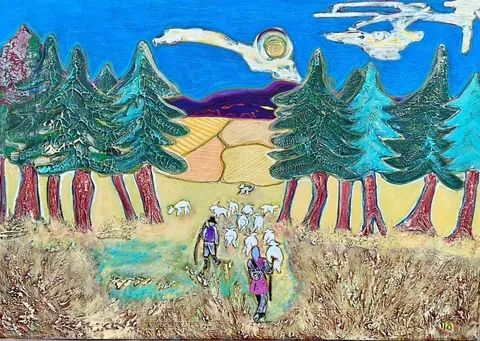 Untitled – 75 × 100 cm, Mixed media on canvas, 2024. Painting by Nilüfer Örel.