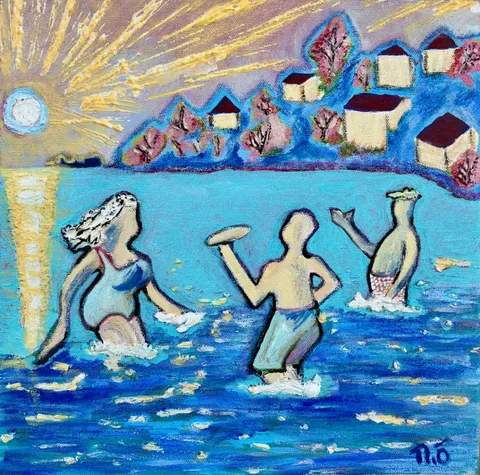 Untitled – 30 × 30 cm, Mixed media on canvas, 2023. Painting by Nilüfer Örel.