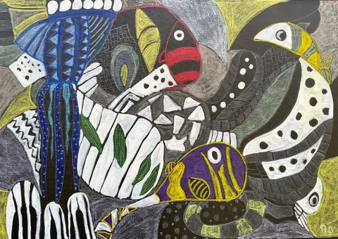 Untitled – 100 × 70 cm, Mixed media on canvas, 2025. Painting by Nilüfer Örel.