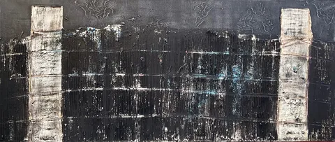 Untitled – 60 × 140 cm, Mixed media on canvas, 2023. Painting by Nilüfer Örel.