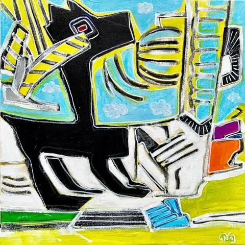 Untitled – 40 × 40 cm, Mixed media on canvas, 2025. Painting by Nilüfer Örel.