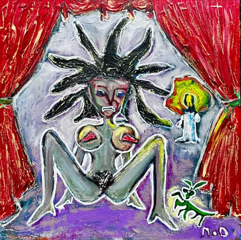 Untitled – 40 × 40 cm, Mixed media on canvas, 2025. Painting by Nilüfer Örel.