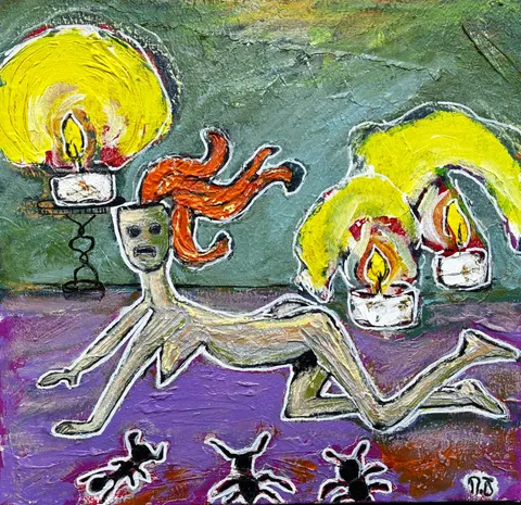 2025 – 40 × 40 cm, Mixed media on canvas, 2025. Painting by Nilüfer Örel.