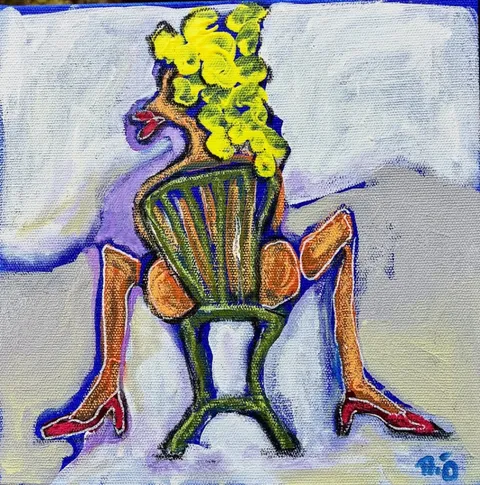 to hide is to reveal – 20 × 20 cm, Mixed media on canvas, 2025. Painting by Nilüfer Örel.