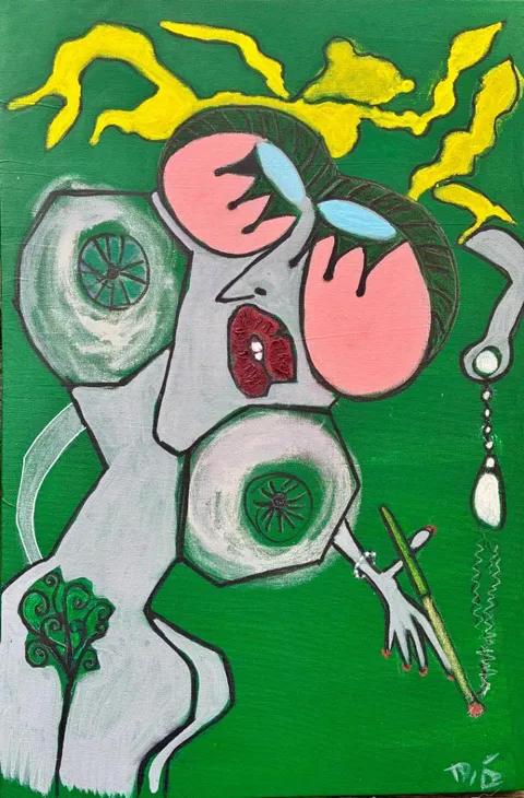 Froid – 60 × 40 cm, Mixed media on canvas, 2026. Painting by Nilüfer Örel.