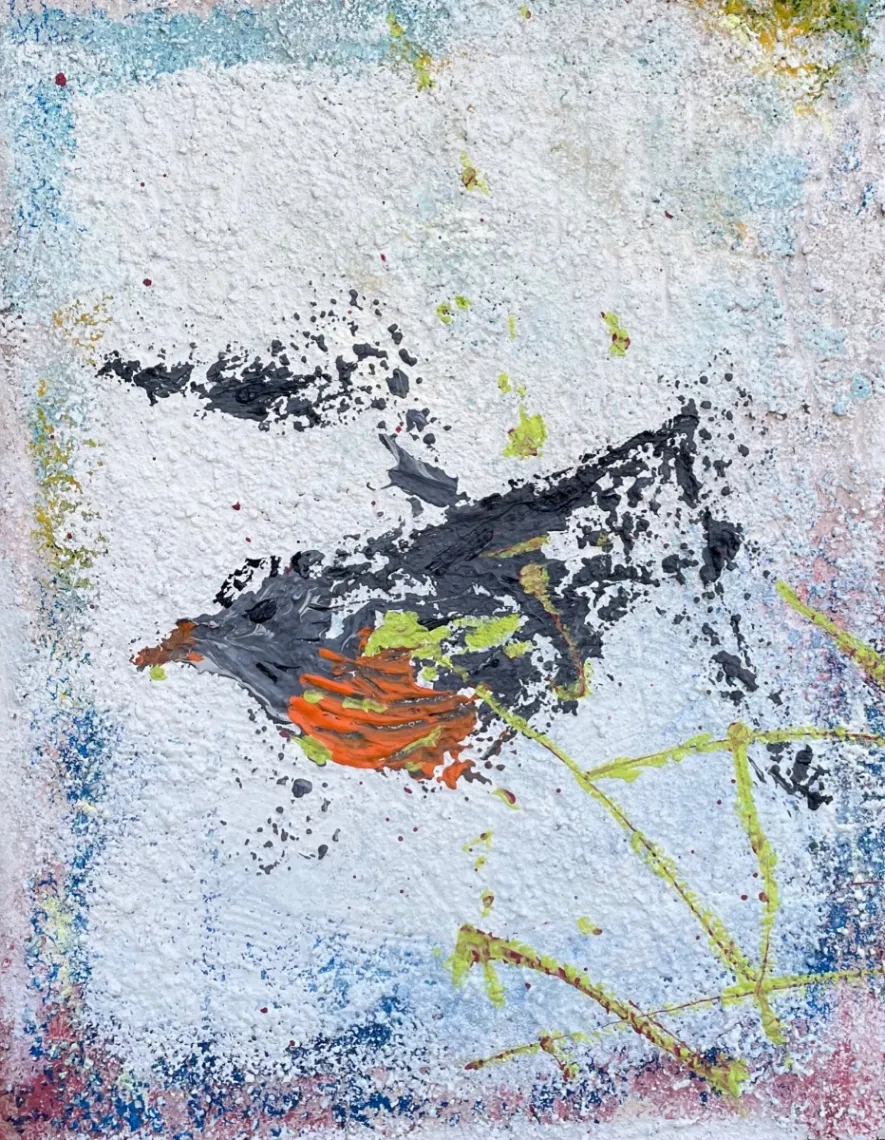 no title – 30 X 40 mixed media on wood, 2023. Painting by Nilüfer Örel.