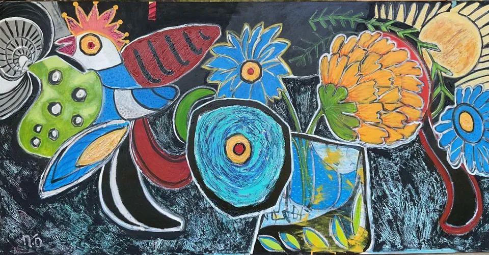 no title – 104 X 204 mixed media on canvas, 2024. Painting by Nilüfer Örel.