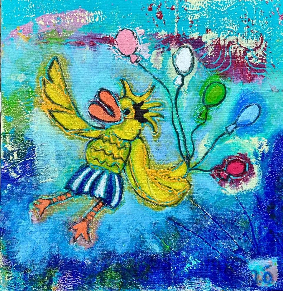no title – 40 X 40 mixed media on canvas, 2024. Painting by Nilüfer Örel.