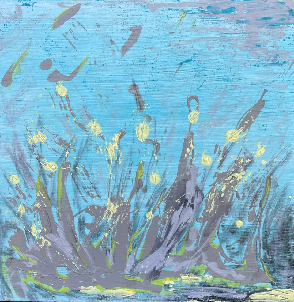 No title – 30 X 30 Mixed media on canvas, 2023. Painting by Nilüfer Örel.