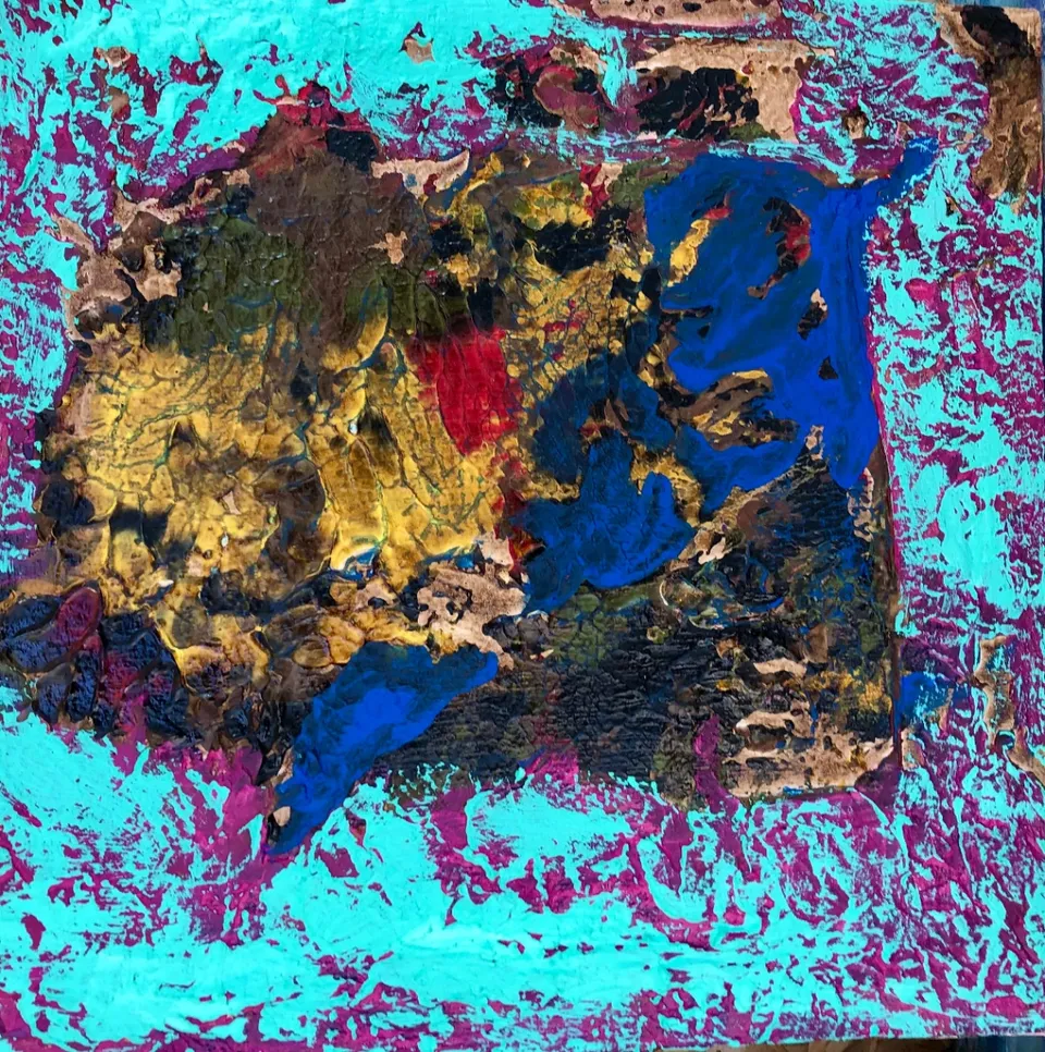No title – 30 X 30 Mixed media on canvas, 2023. Painting by Nilüfer Örel.