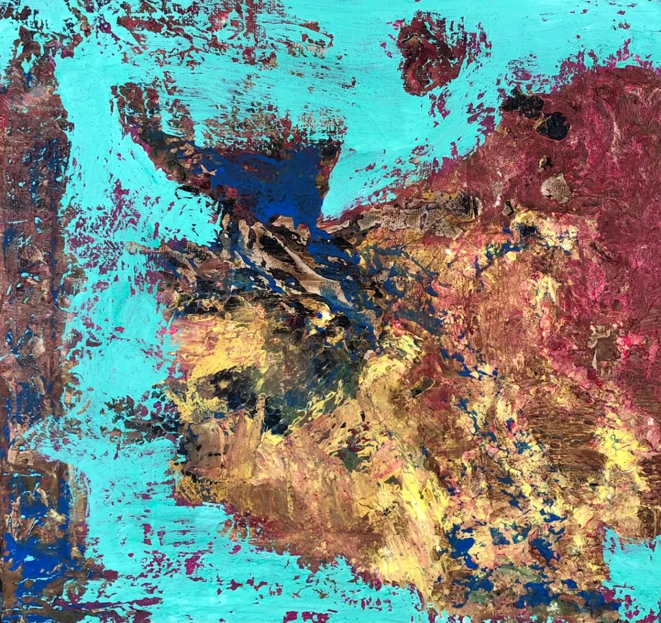 No title – 30 X 30 Mixed media on canvas, 2023. Painting by Nilüfer Örel.
