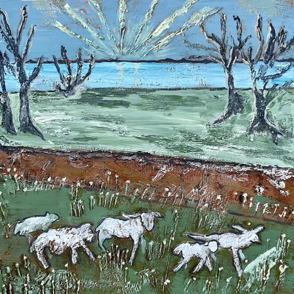 No title – 50 X 50 Mixed media on canvas, 2023. Painting by Nilüfer Örel.