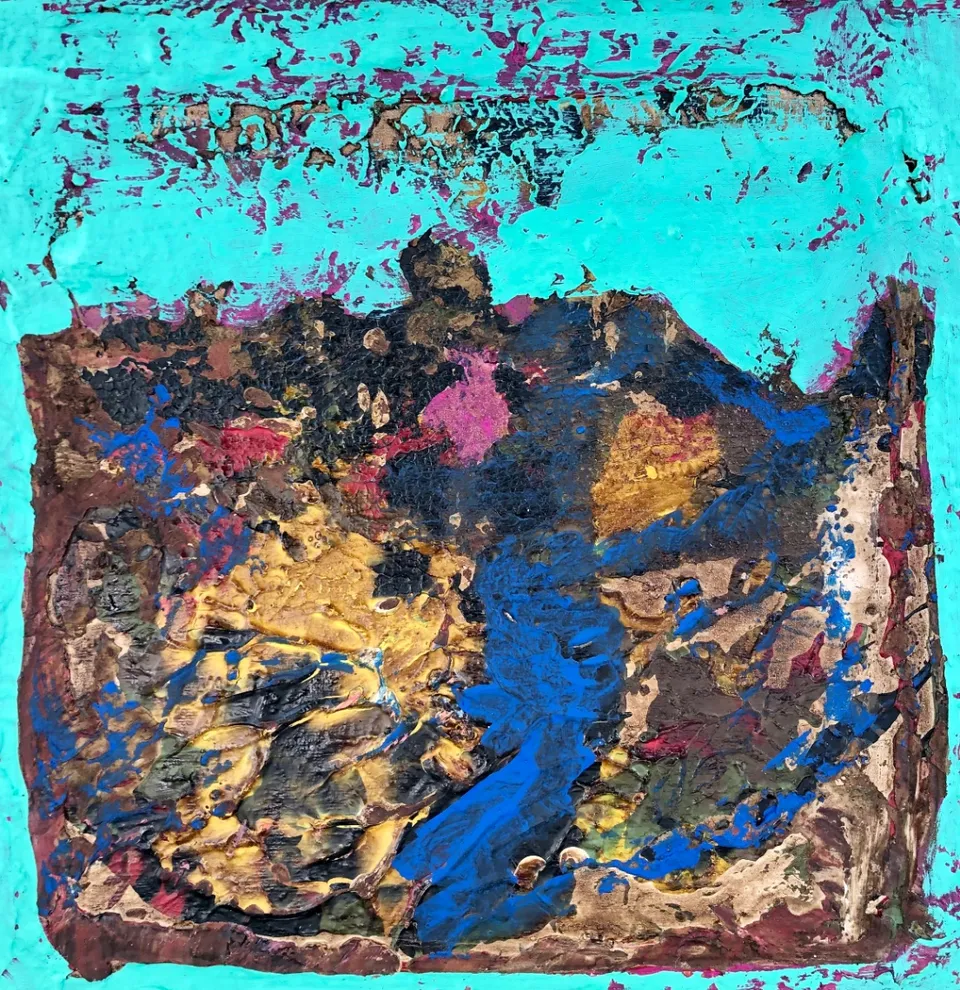 No title – 30 X 30 Mixed media on canvas, 2023. Painting by Nilüfer Örel.