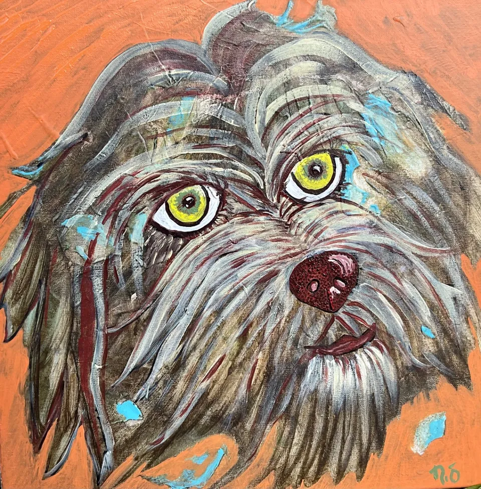 No title – 40 X 40 Mixed media on canvas, 2024. Painting by Nilüfer Örel.