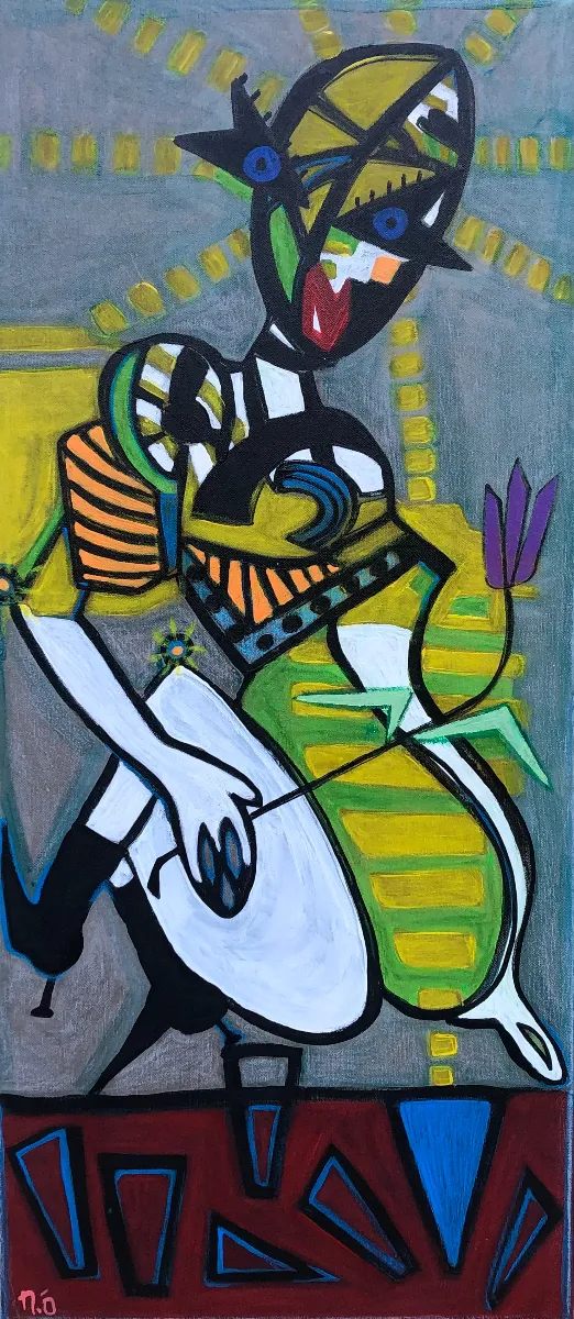 No title – 40 X 90 Mixed media on canvas, 2024. Painting by Nilüfer Örel.