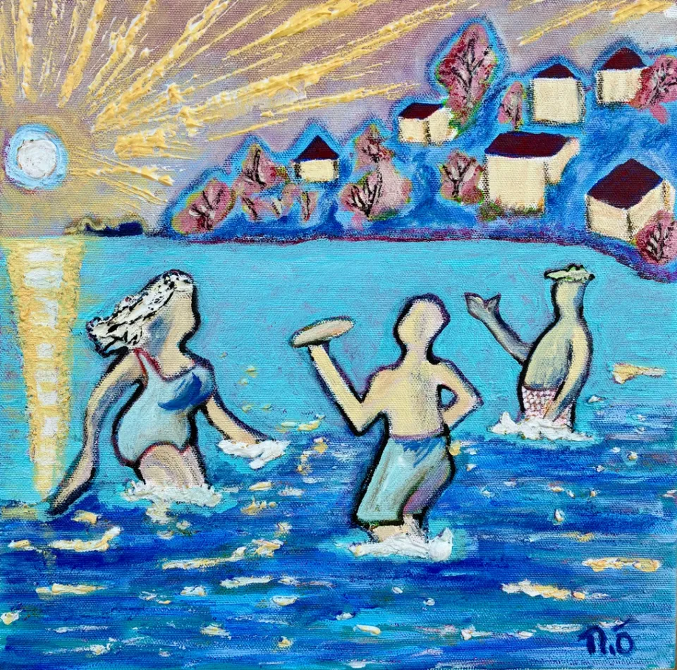 No title – 30 X 30 Mixed media on canvas, 2023. Painting by Nilüfer Örel.
