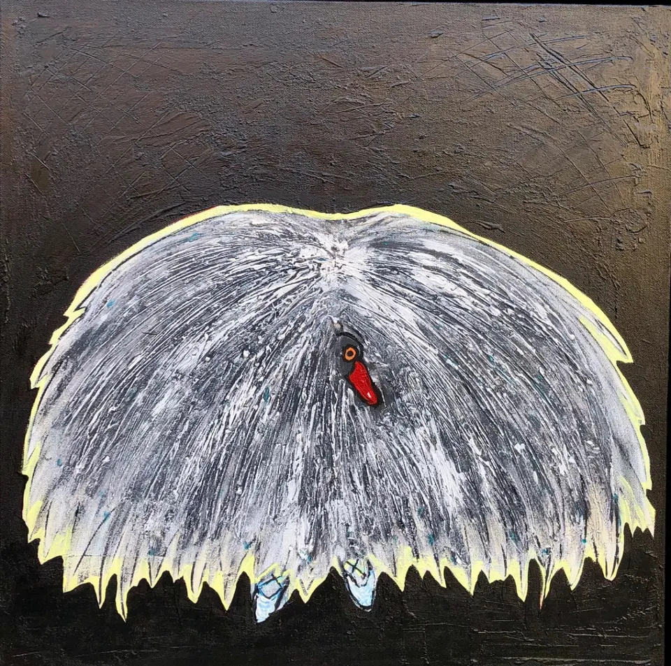 No title – 50 X 50 Mixed media on canvas, 2023. Painting by Nilüfer Örel.