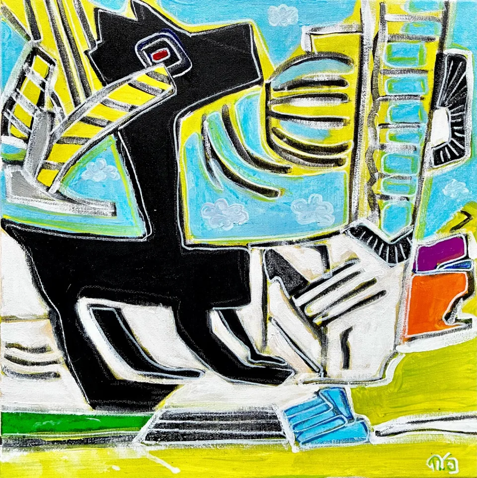 Untitled – 40 X 40 mixed media on canvas, 2025. Painting by Nilüfer Örel.